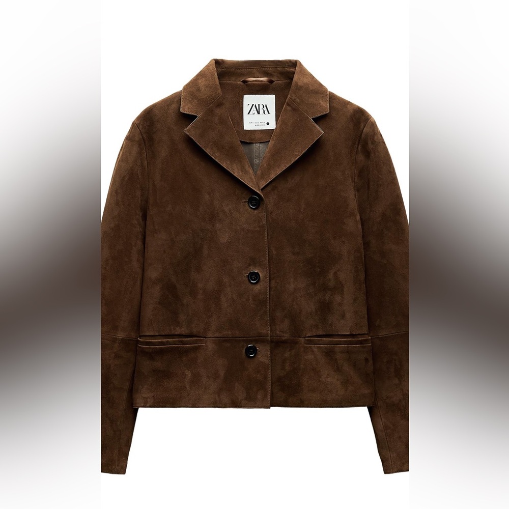 Zara woman brown Suede leather short length jacket . Beautiful